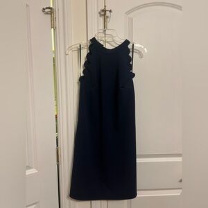 BCX Navy Scalloped Backless Dress